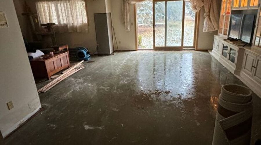 After results of apartment water damage cleanup project completed for a property in Bishop Hills