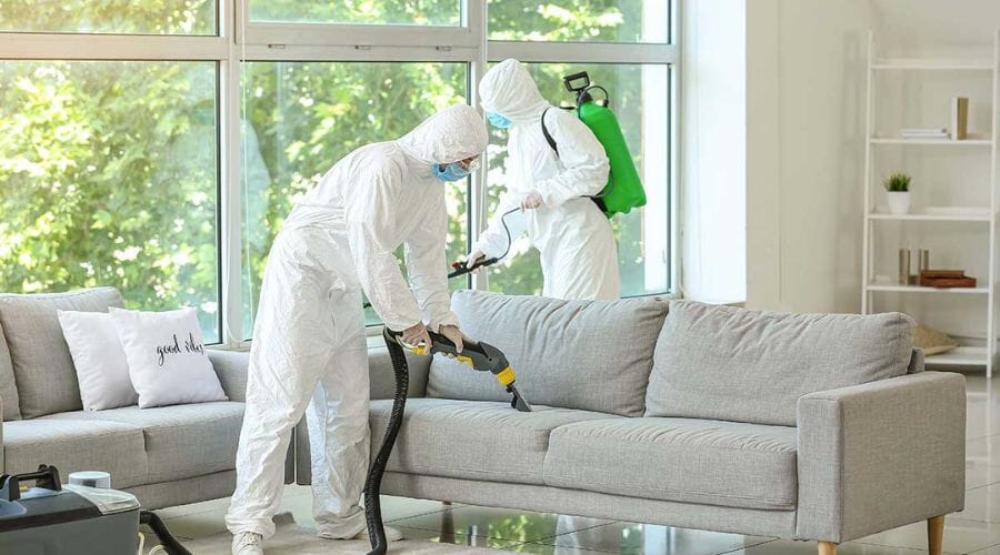 Professional biohazard cleanup service underway at a property in B and E