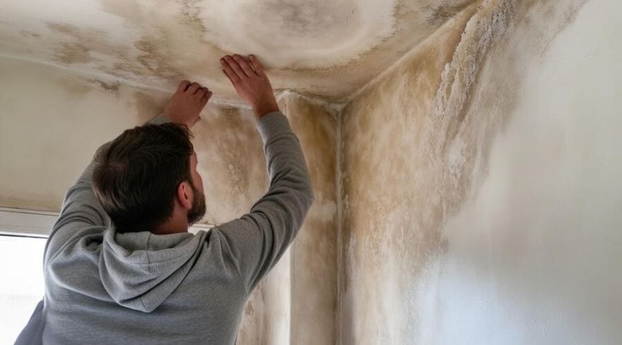 After results of ceiling water damage repair project completed for a property in Aubrey, TX