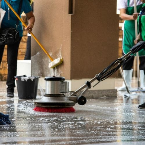 Professional deep cleaning after disasters underway at a property in Houston