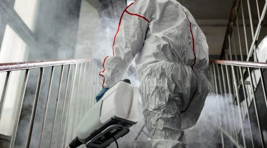 Professional deodorization service underway at a property in Ackerly, TX