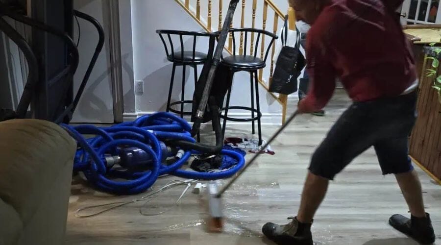 Damage restoration crew and drying equipment at a property in Sanderson, Texas