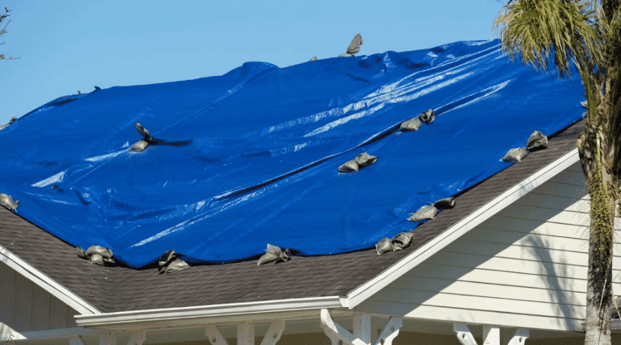 After results of emergency roof tarping project completed for a property in Berryville