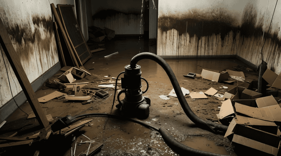 After results of flooded basement cleanup project completed for a property in Bishop, TX