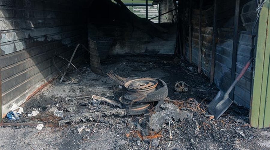 After results of garage fire damage cleanup project completed for a property in Benjamin Perez