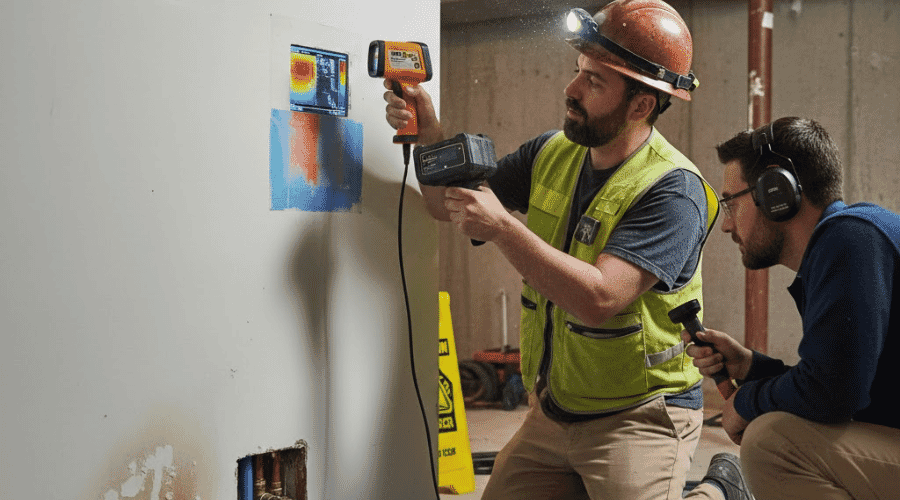 Professional hidden water leak detection service underway at a property in Austin