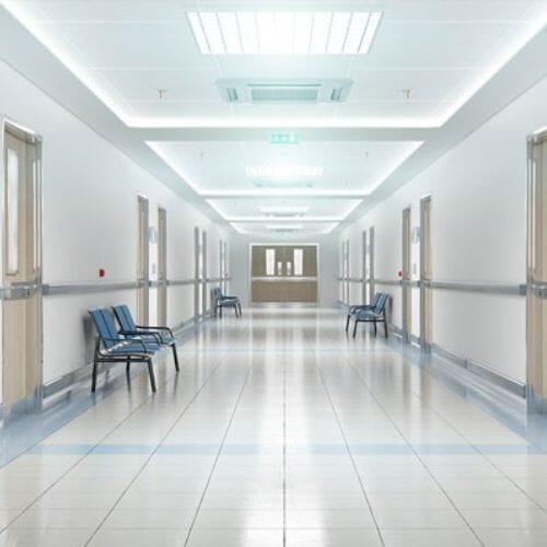 Professional hospital damage restoration underway at a property in Houston