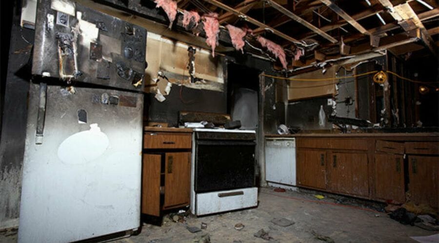 After results of kitchen fire damage cleanup project completed for a property in Bee Cave, TX