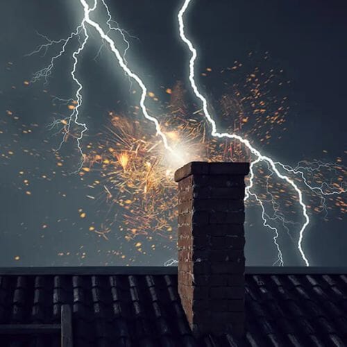 Professional Lightning Strike Damage Repair service underway at a property in Hialeah, FL