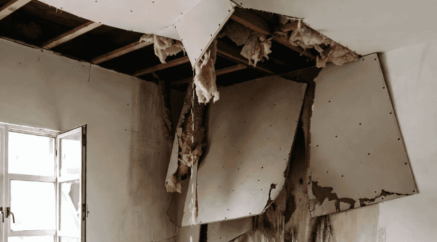 Professional rainwater intrusion cleanup service underway at a property in Alpine, TX