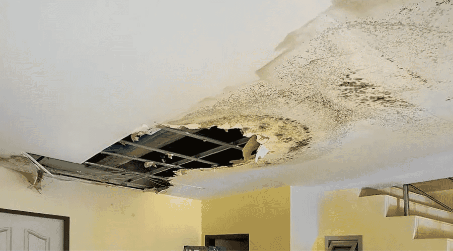 Professional roof leak water damage cleanup service underway at a property in Abilene