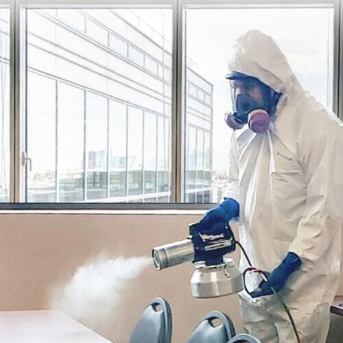 Professional Sanitization Fogging service underway at a property in Pembroke Pines, FL