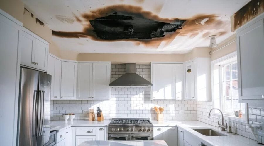 After results of smoke-stained ceiling cleanup project completed for a property in Bear Creek