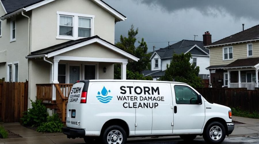 After results of storm water damage cleanup project completed for a property in Alpine, TX