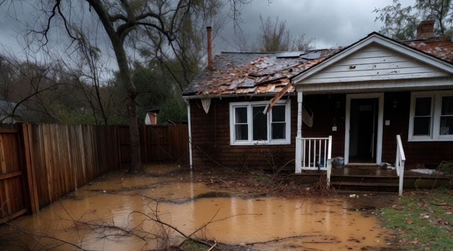 Professional storm water damage cleanup service underway at a property in Alpine, TX