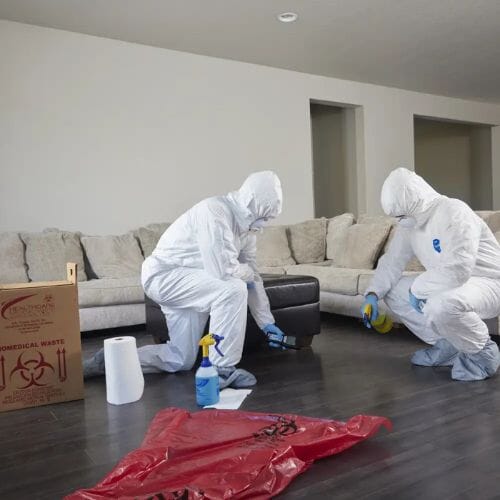 Professional suicide cleanup service underway at a property in Pembroke Pines, FL