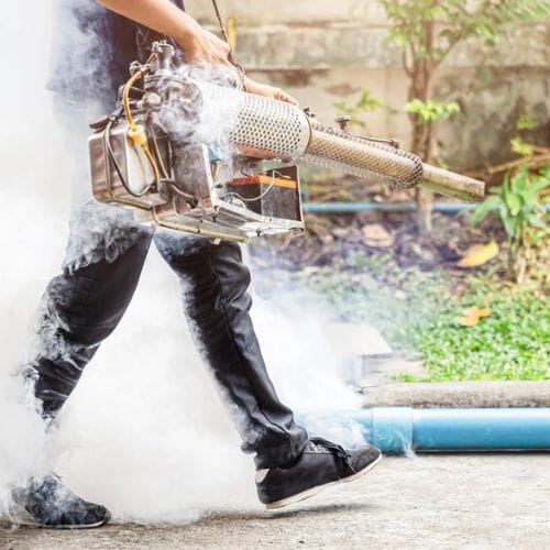 Professional thermal fogging service underway at a property in Houston